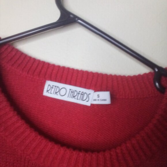 Retro Threads Sweater Christmas Holiday S Women Long Sleeve Tree Stocking - Picture 4 of 15